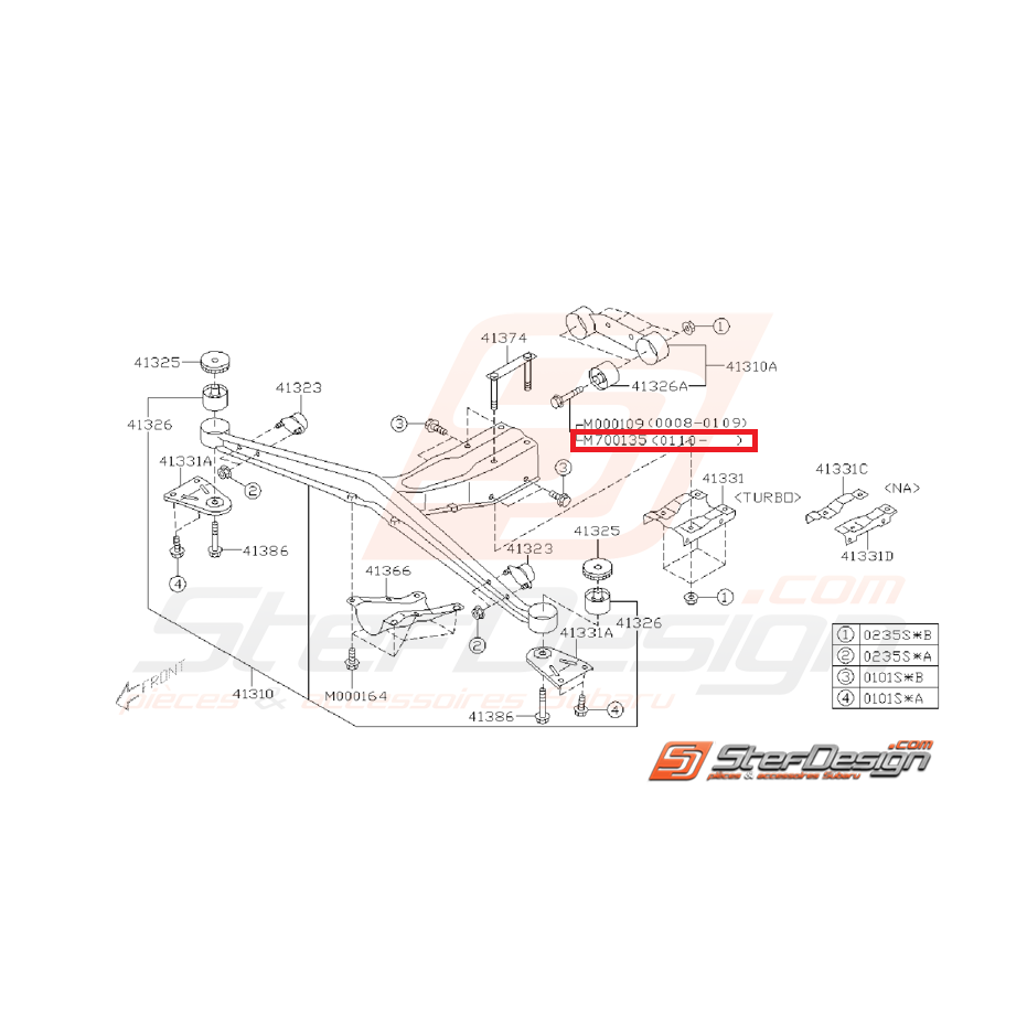 Vis de fixation de support de différentiel STI 01-07