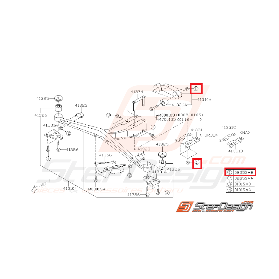 Écrou auto-bloquant amortisseur avant/arrière SUBARU STI 01-07