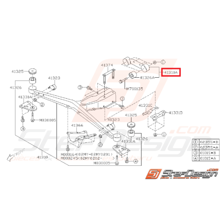 Support arrière de pont WRX 01-06 STI 01-04