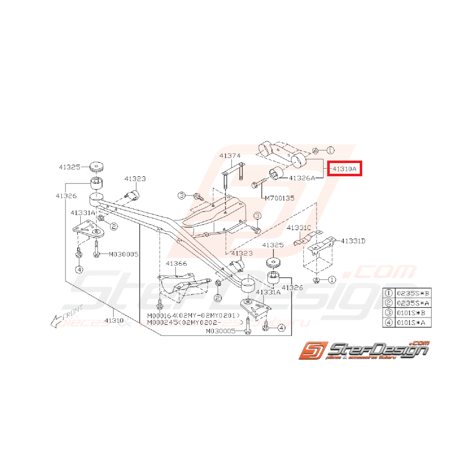 Support arrière de pont WRX 01-06 STI 01-04