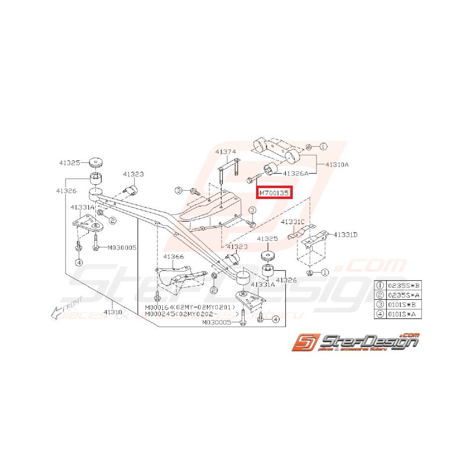 Vis de fixation de support de différentiel STI 01-07
