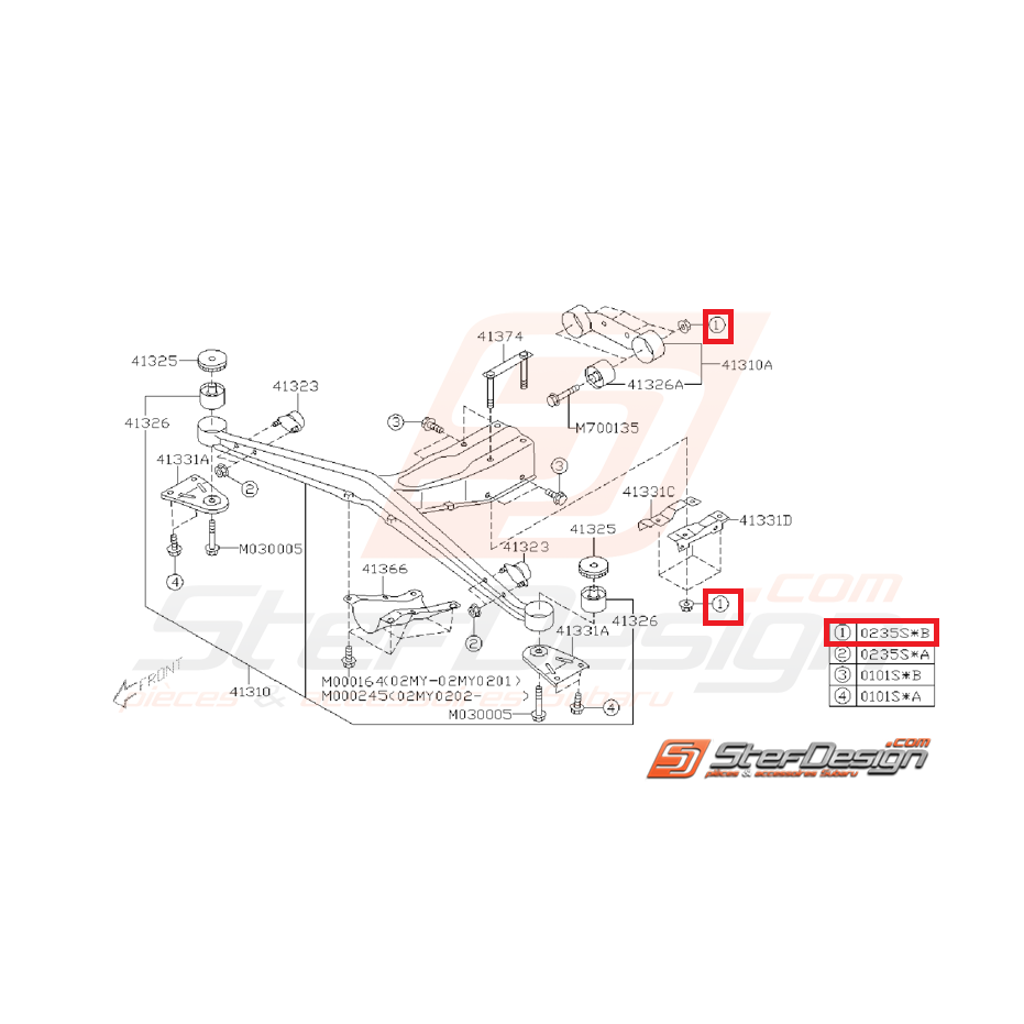 Écrou auto-bloquant amortisseur avant/arrière SUBARU STI 01-07