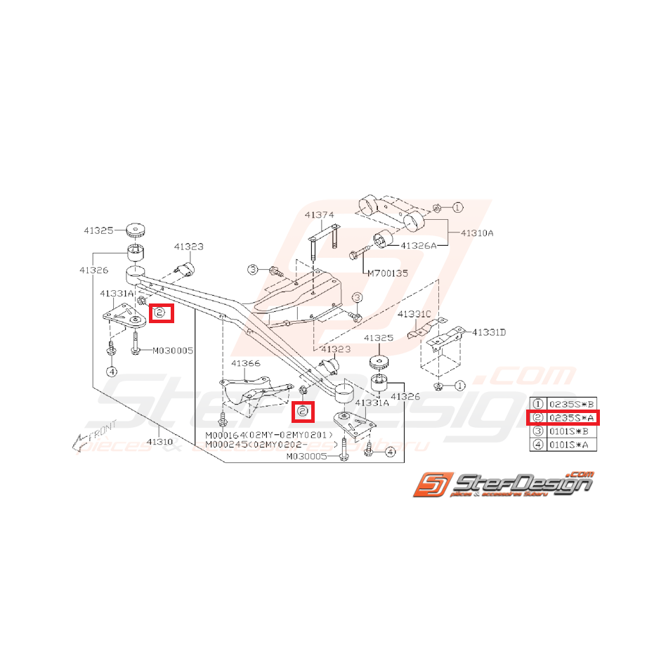 Écrou boite de vitesse et de support de pont GT 97-00 WRX/STI 01-07
