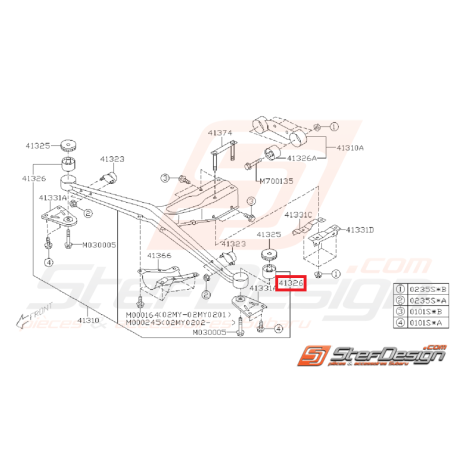 Silent bloc de traverse de différentiel origine SUBARU STI 04-07