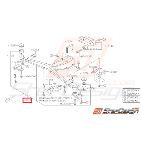 Support avant de différentiel WRX 2004 et STI 04-07