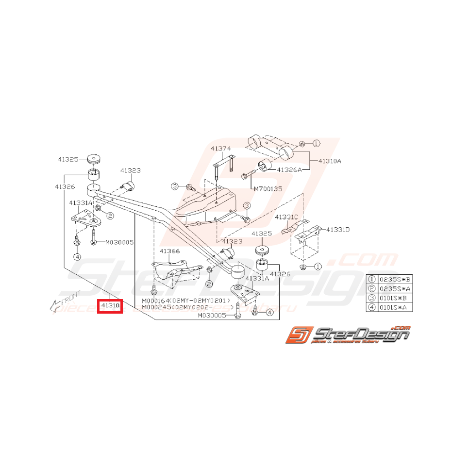 Support avant de différentiel WRX 2004 et STI 04-07