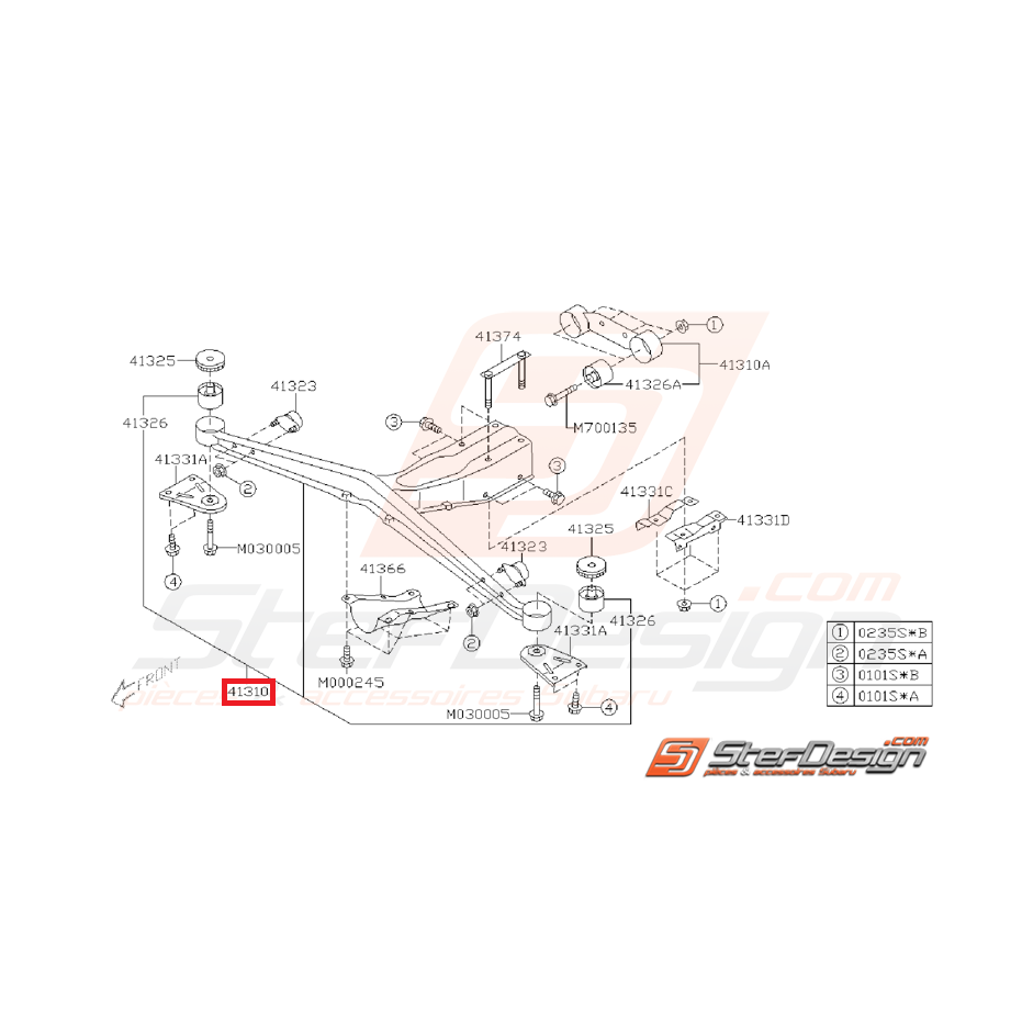 Support avant de différentiel WRX 05-07