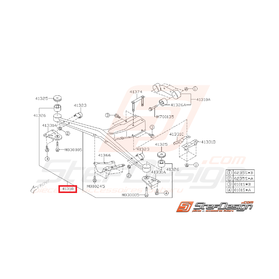 Support avant de différentiel WRX 2004 et STI 04-07