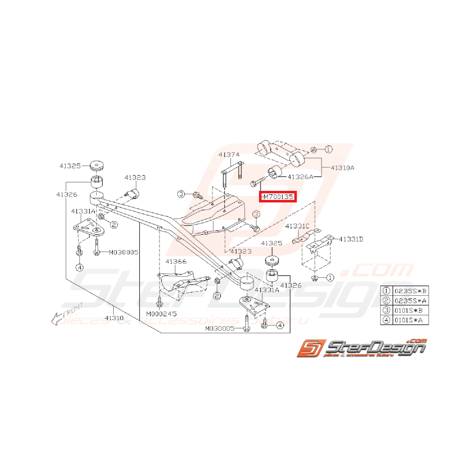 Vis de fixation de support de différentiel STI 01-07