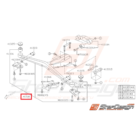 Support arrière de pont SUBARU STI 05-07