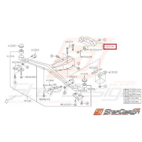 Support arrière de pont WRX 01-06 STI 01-04