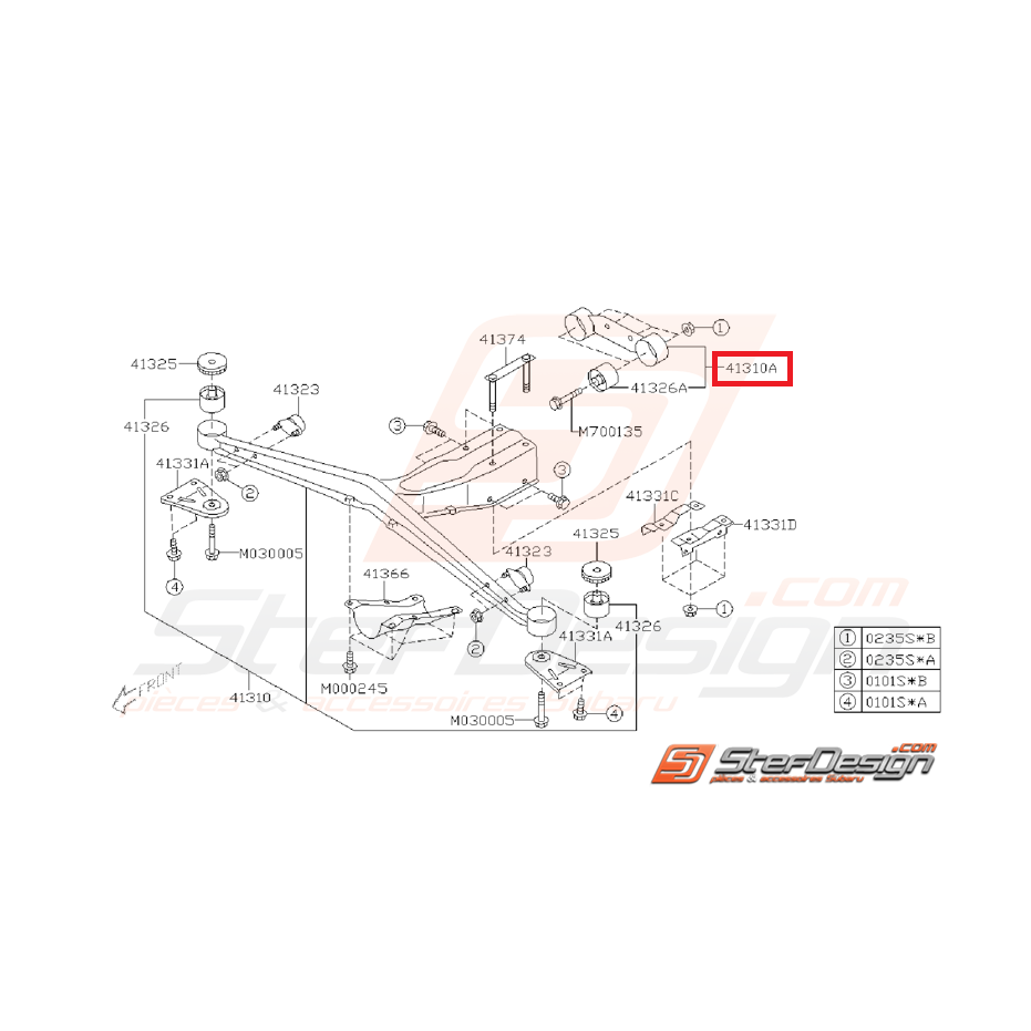 Support arrière de pont WRX 01-06 STI 01-04