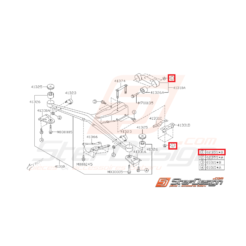Écrou auto-bloquant amortisseur avant/arrière SUBARU STI 01-07