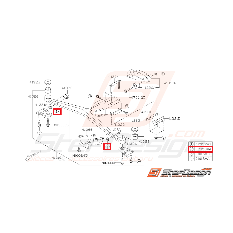 Écrou boite de vitesse et de support de pont GT 97-00 WRX/STI 01-07