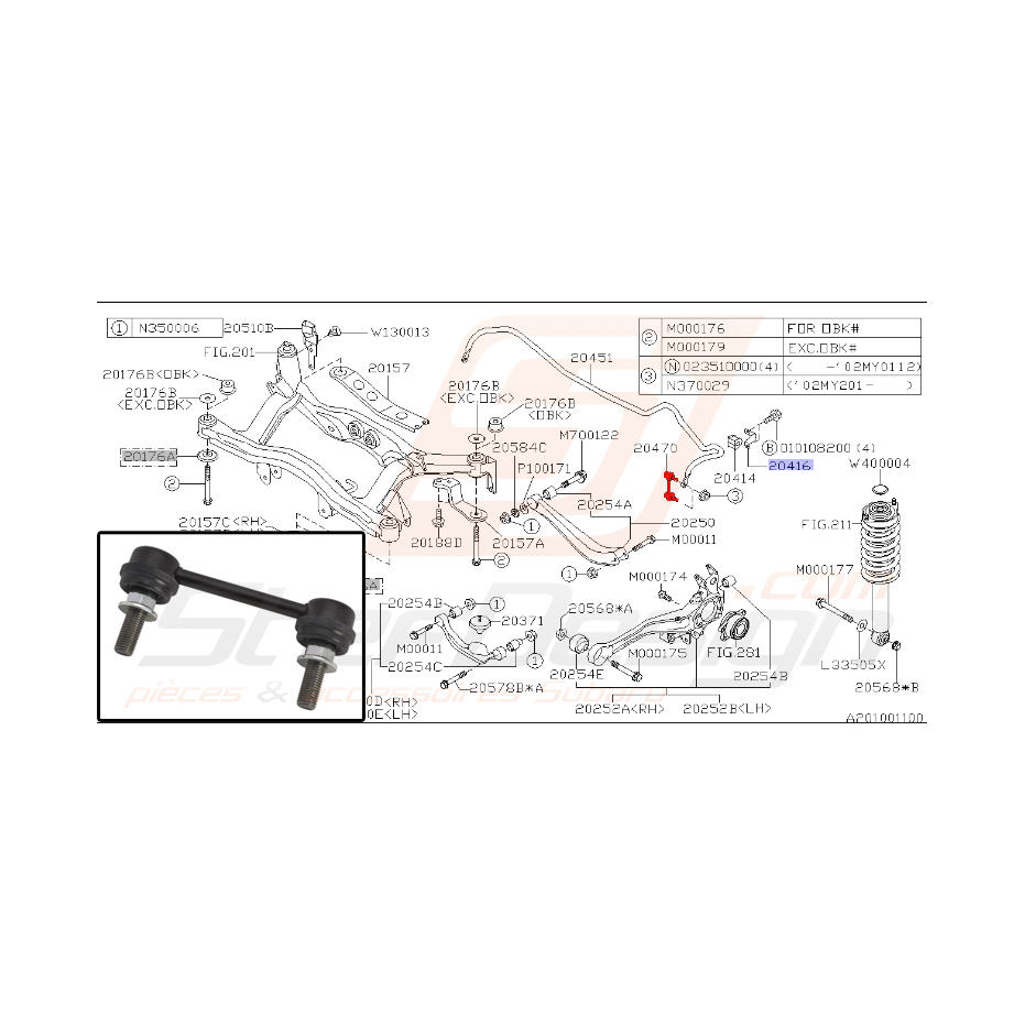 Links de barre stabilisatrice arrière subaru Baja