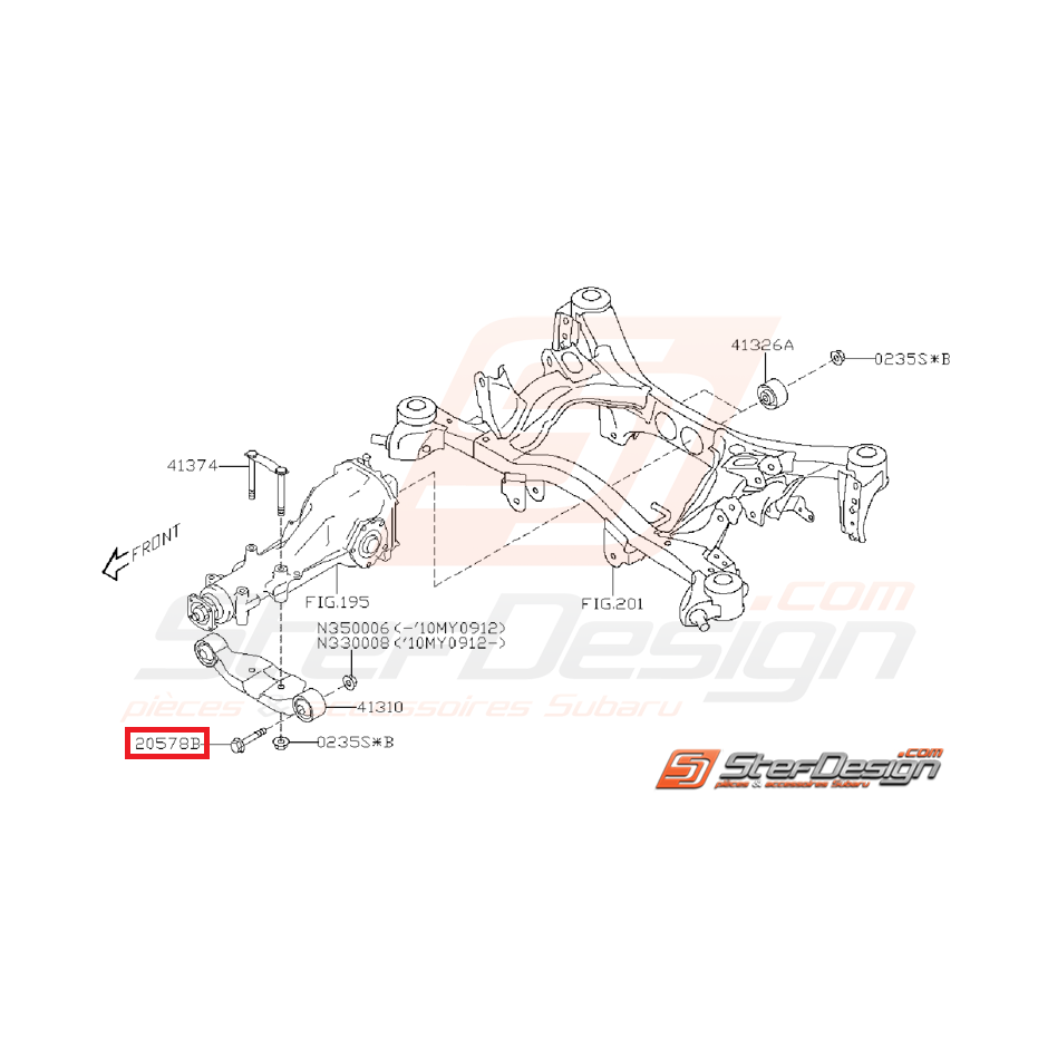 Vis de triangle avant pour GT 97-00 et de support de pont STI 08-14