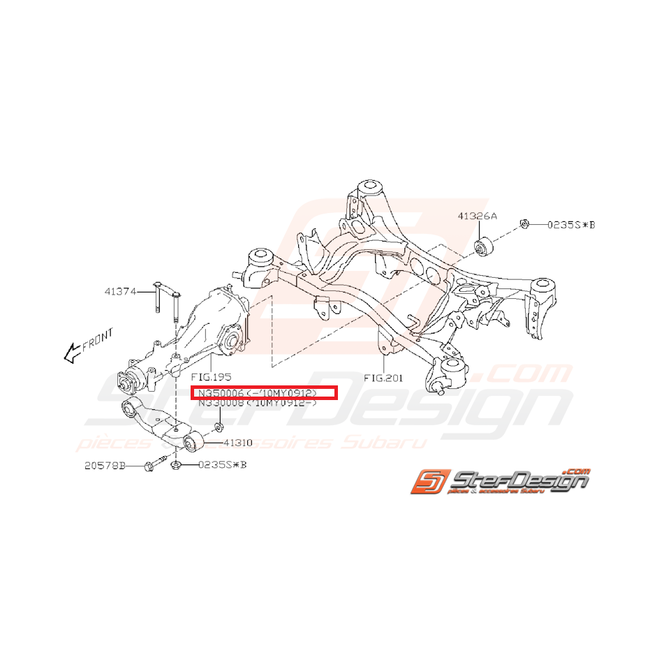 Écrou de train arrière et de fixation de triangle SUBARU WRX/STI 01-11