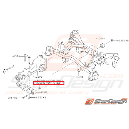 Écrou de fixation de support de différentiel arrière WRX 12/09/2010 à 2011 STI 12/09/2010 à 2014