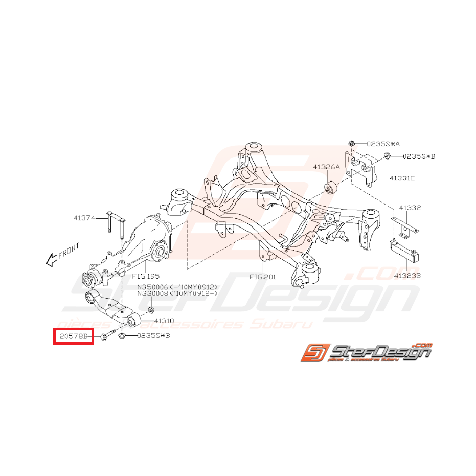 Vis de triangle avant pour GT 97-00 et de support de pont STI 08-14