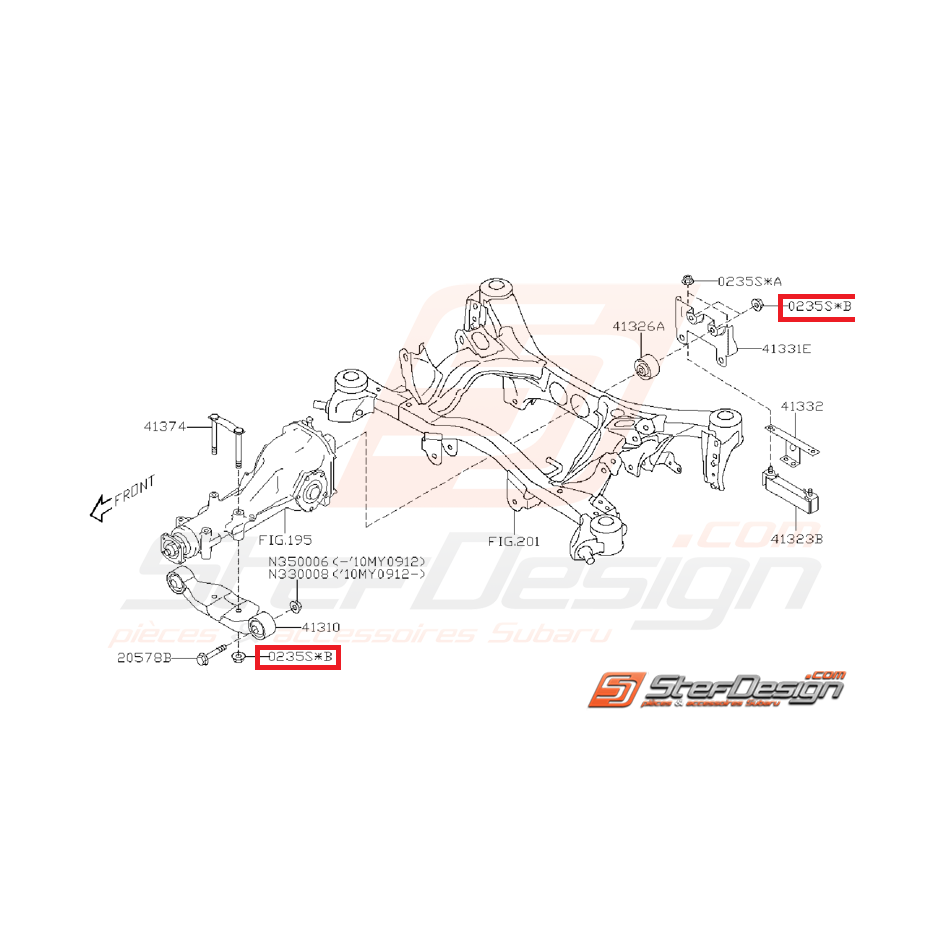 Écrou auto-bloquant amortisseur avant/arrière SUBARU STI 01-07