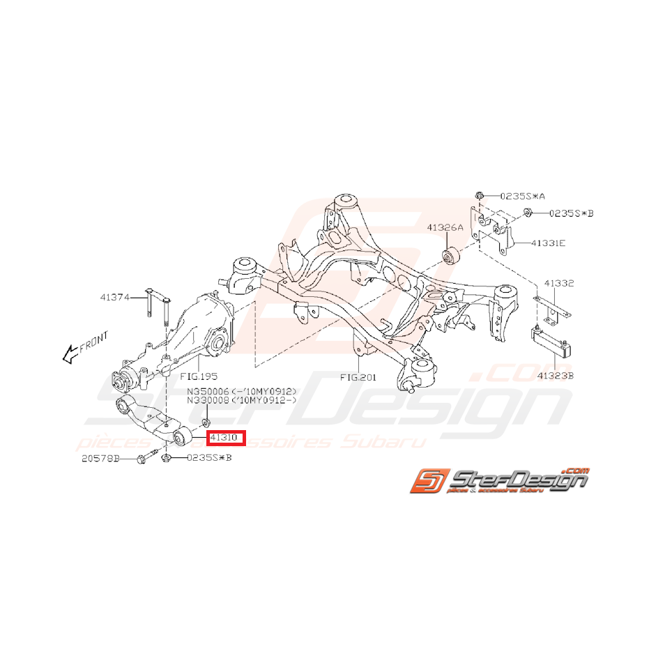 Support de différentiel arrière SUBARU WRX 08-11