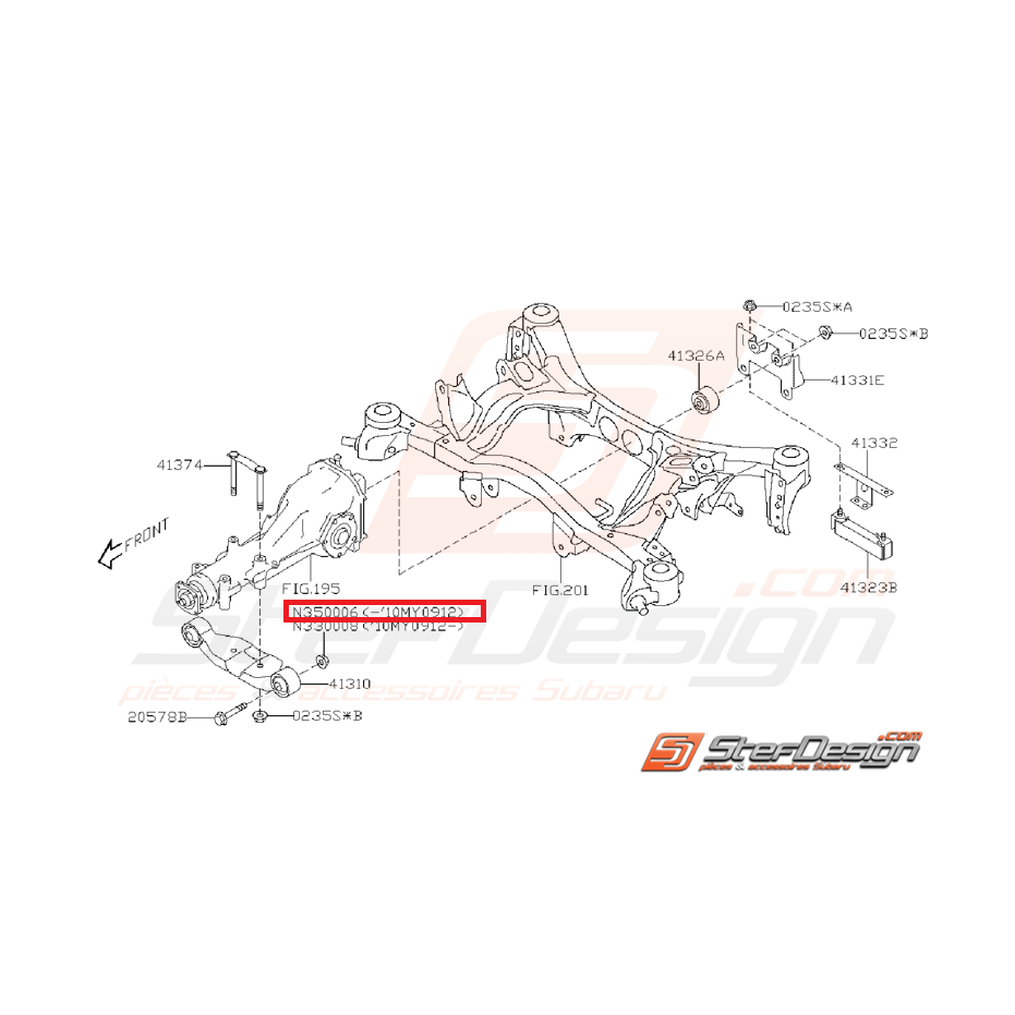 Écrou de train arrière et de fixation de triangle SUBARU WRX/STI 01-11