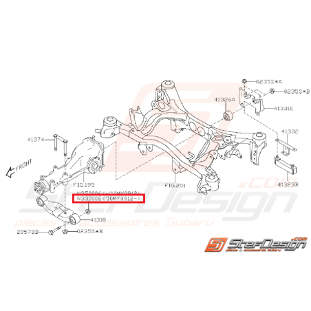 Écrou de fixation de support de différentiel arrière WRX 12/09/2010 à 2011 STI 12/09/2010 à 2014