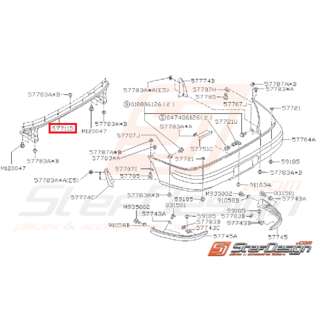 Renfort de pare choc arrière SUBARU GT 93-00 