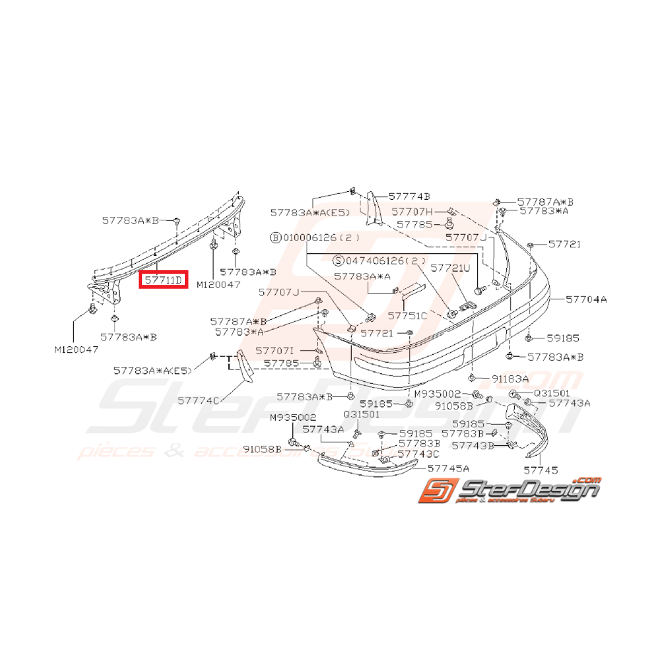 Renfort de pare choc arrière SUBARU GT 93-00  Renfort de pare choc arrière SUBARU GT 93-00