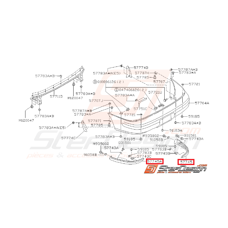 Bavette pare-choc arrière IMPREZA GT 97-00 Bavette pare-choc arrière IMPREZA GT 97-00