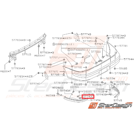 Supports bavettes pare-choc arrière IMPREZA GT 97-00