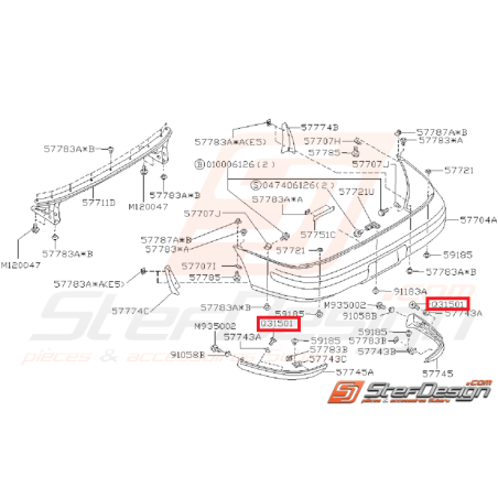 Vis fixation pare-choc subaru impreza gt 97-00