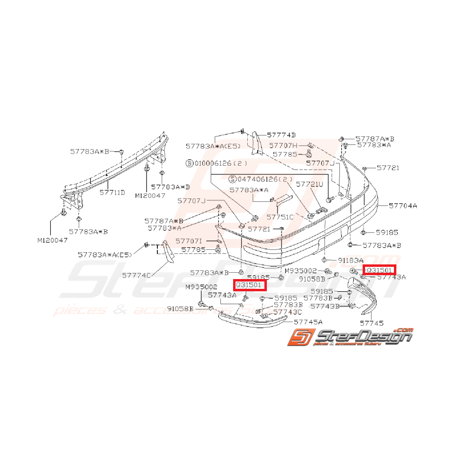 Vis fixation pare-choc subaru impreza gt 97-00