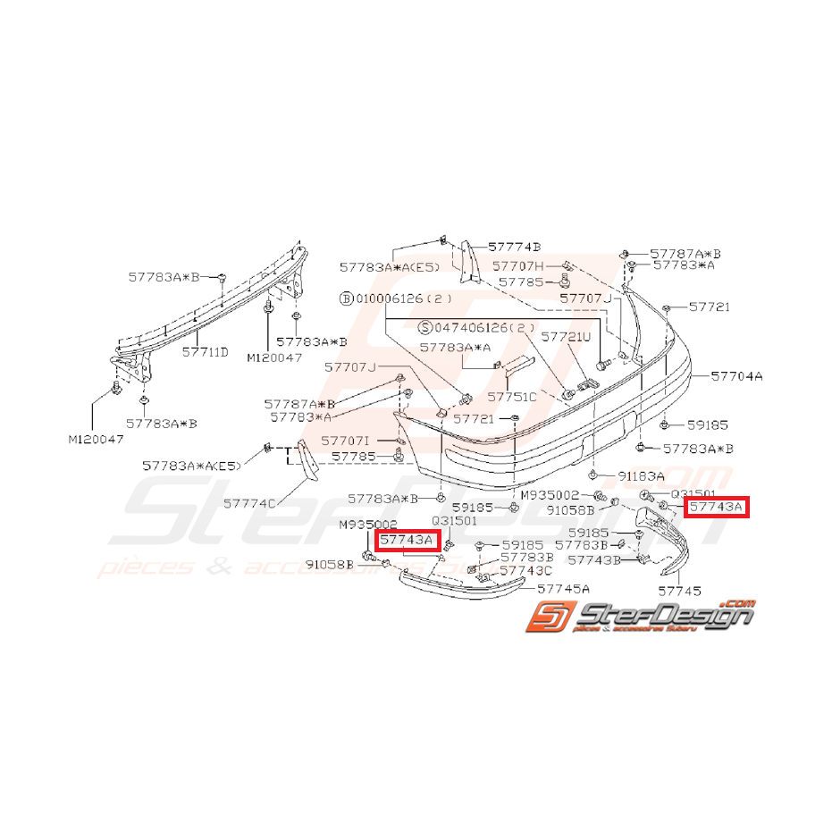 Fixation pare choc subaru impreza GT 97-00