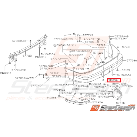 Clips pare-choc SUBARU IMPREZA GT 97-00