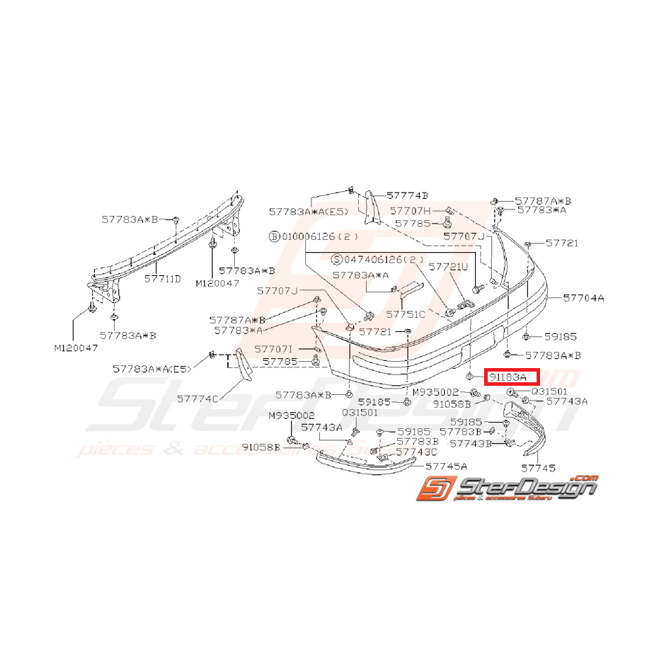 Clips pare-choc SUBARU IMPREZA GT 97-00