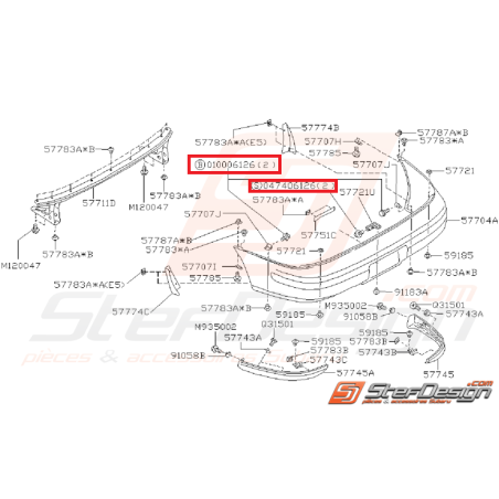 Vis pare-choc SUBARU IMPREZA GT 93-98