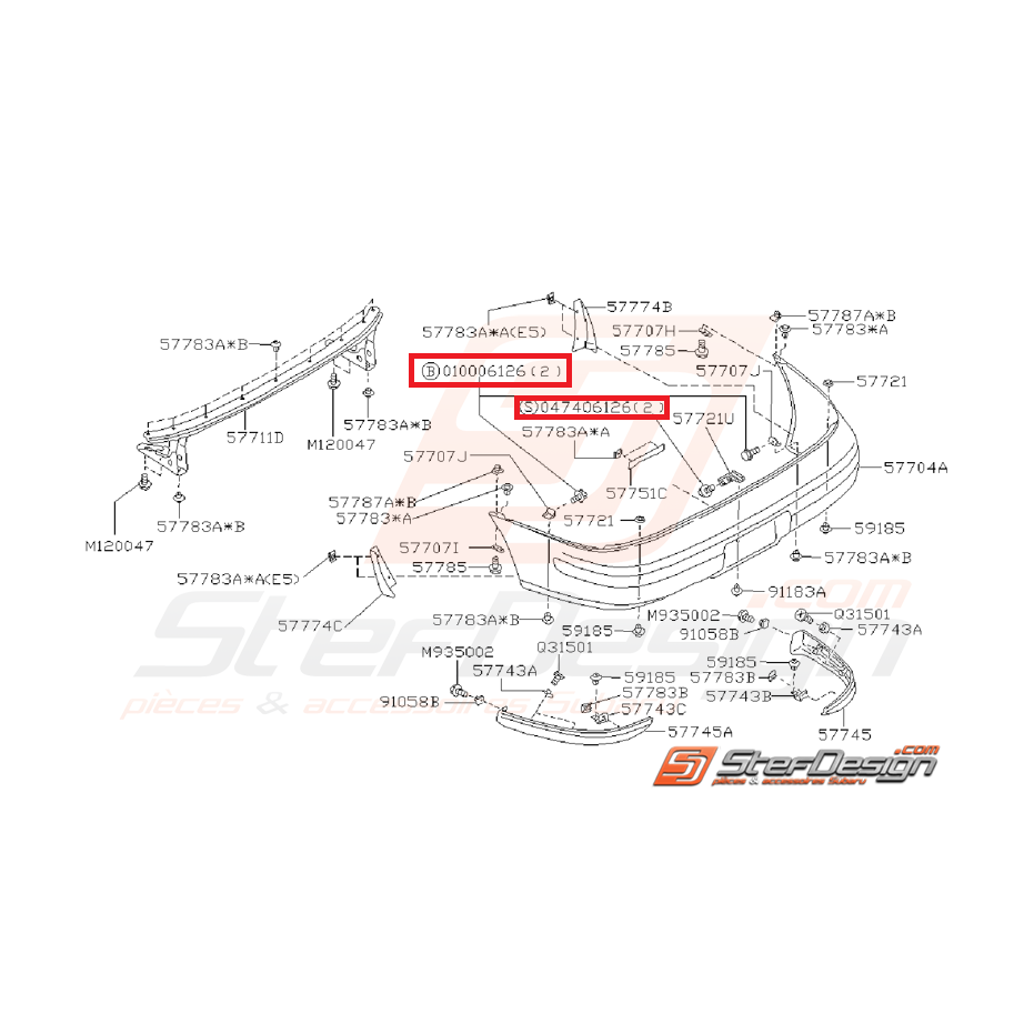 Vis pare-choc SUBARU IMPREZA GT 93-98 Vis pare-choc SUBARU IMPREZA GT 93-98
