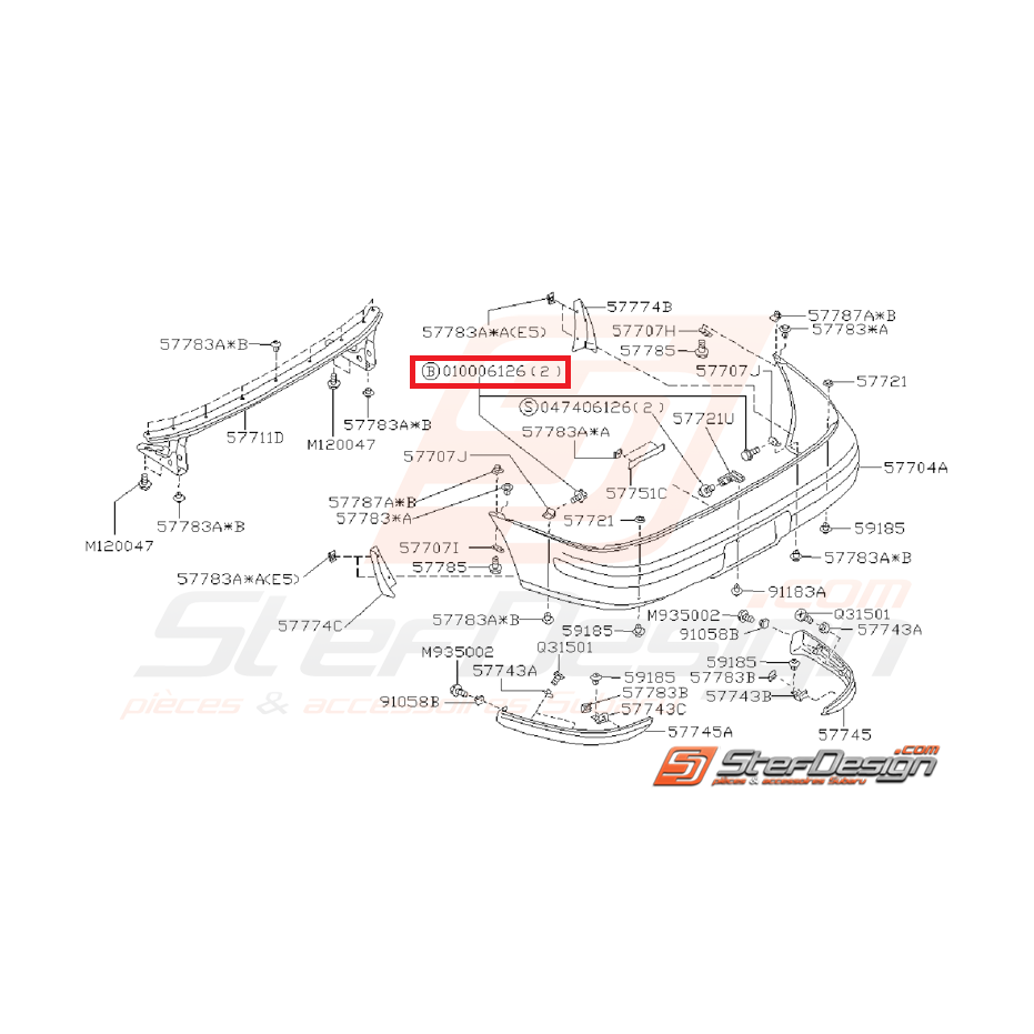 Vis pare-choc SUBARU IMPREZA GT 93-98 Vis pare-choc SUBARU IMPREZA GT 93-98