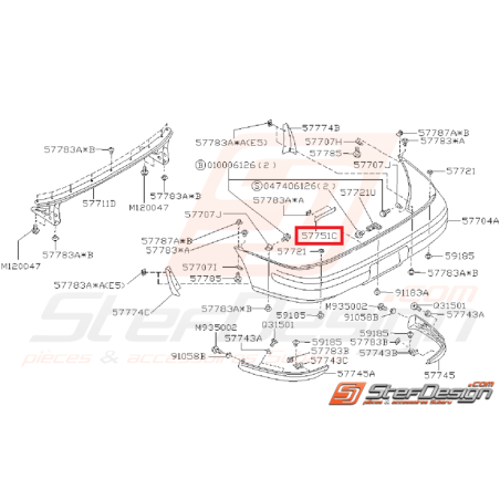 Support de plaque d'immatriculation arrière IMPREZA GT 93-00 WRX/STI 01-07