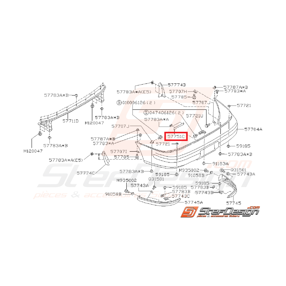 Support de plaque d'immatriculation arrière IMPREZA GT 93-00 WRX/STI 01-07