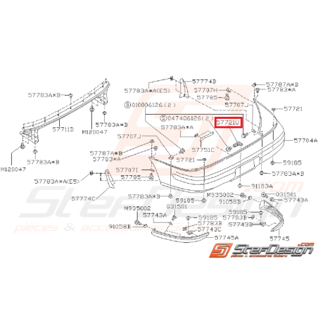 Support pare choc arrière IMPREZA GT 97-00