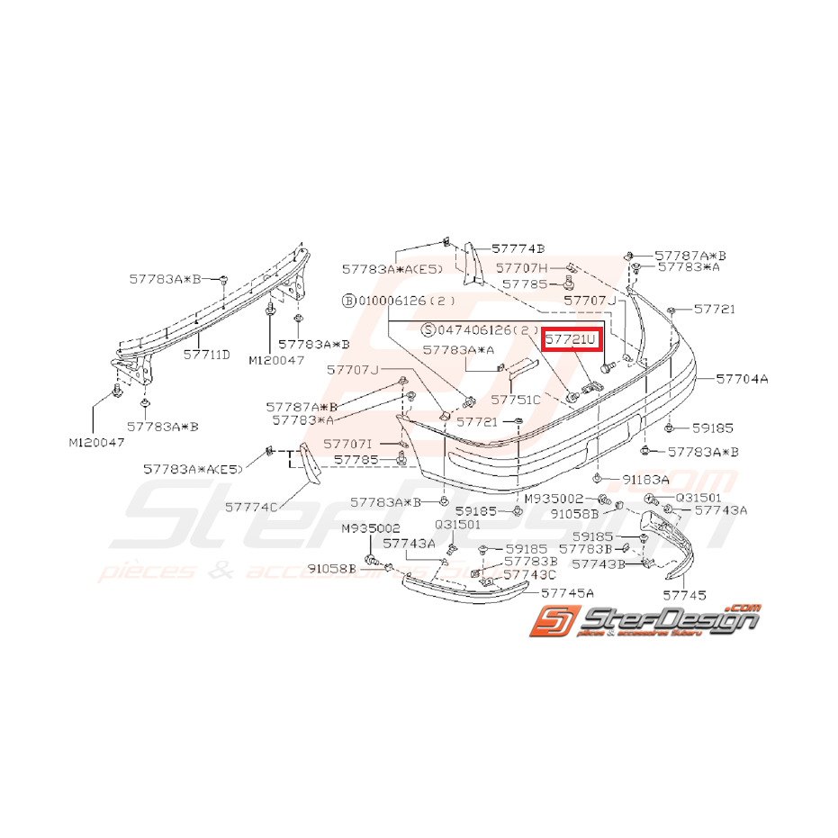 Support pare choc arrière IMPREZA GT 97-00