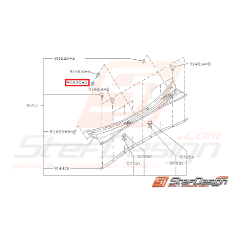 Clips bas de caisse et de baie de pare brise SUBARU GT 93-00