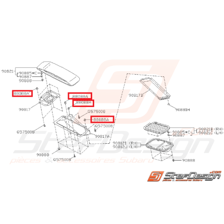 Support de fixation de prise d'air de capot SUBARU GT 94-96