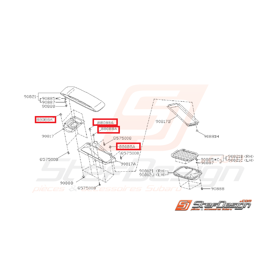 Support de fixation de prise d'air de capot SUBARU GT 94-96