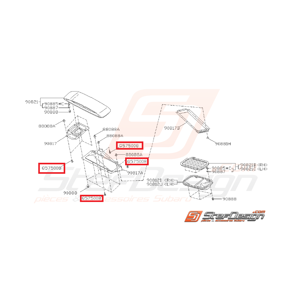 Vis prise d'air capot avant IMPREZA GT 97-98 Vis prise d'air capot avant IMPREZA GT 97-98