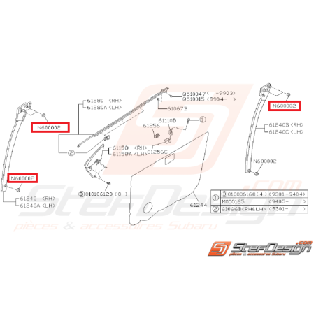 Ecrou auto-bloquant porte SUBARU IMPREZA GT 93-00