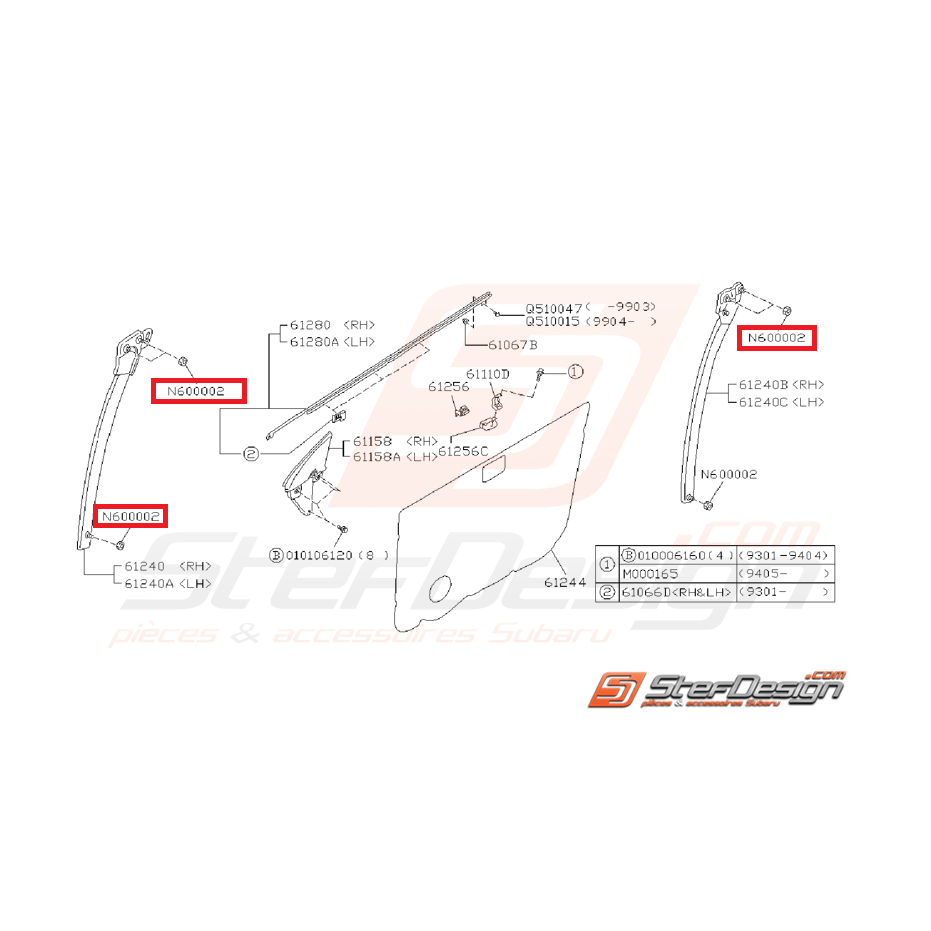 Ecrou auto-bloquant porte SUBARU IMPREZA GT 93-00 Ecrou auto-bloquant porte SUBARU IMPREZA GT 93-00