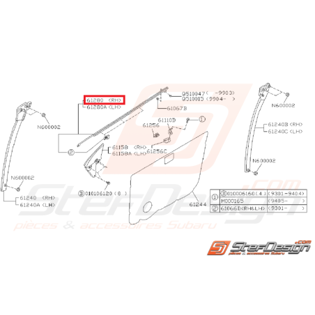 Léche vitre SUBARU IMPREZA GT 93/00